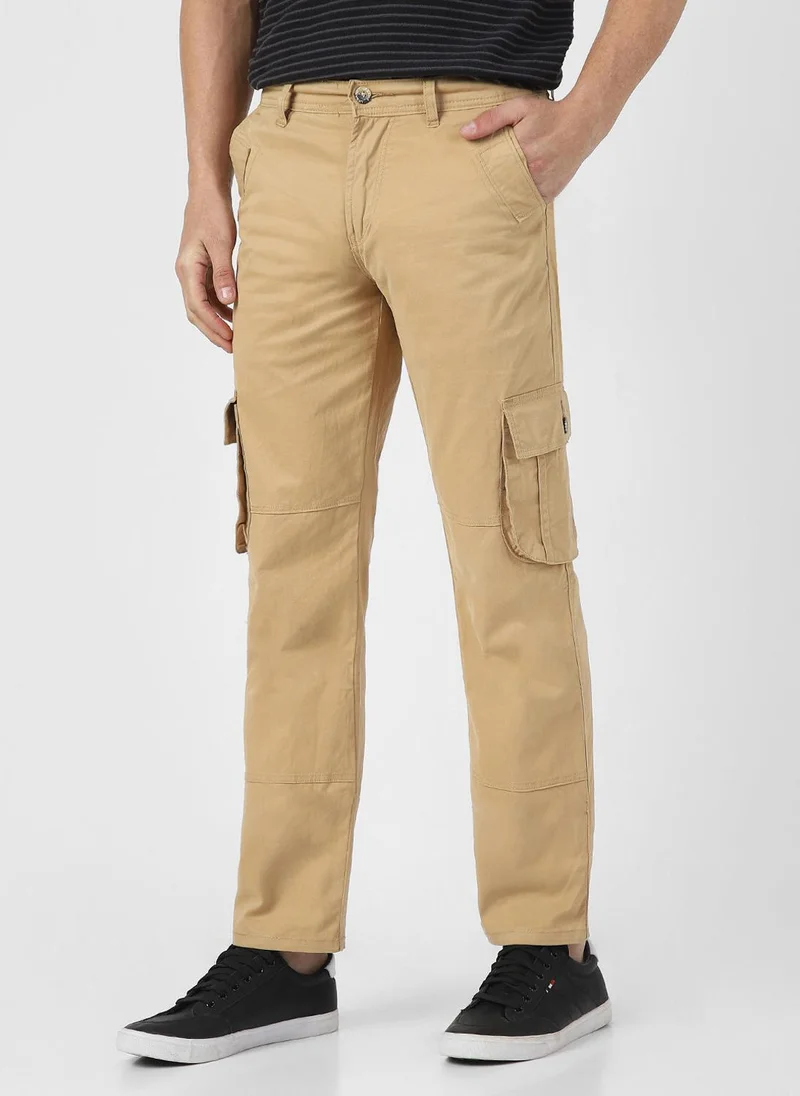 Urbano Fashion  Urbano Fashion Men's Beige Regular Fit Solid Cargo Chino Pant with 6 Pockets for Men | Best Price UAE